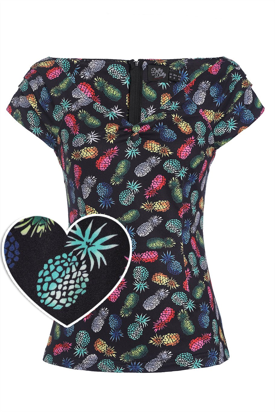Lilian Off Shoulder Black Pineapple Top