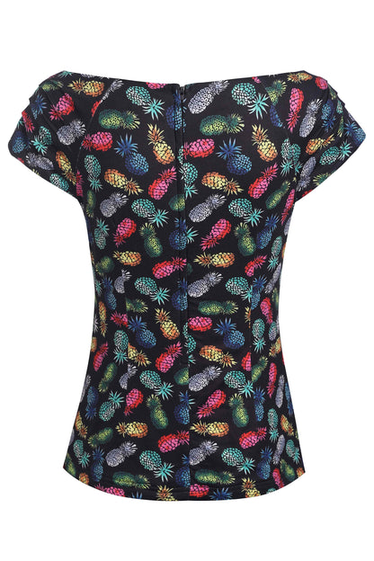 Lilian Off Shoulder Black Pineapple Top