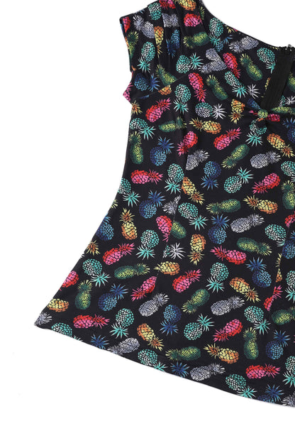 Lilian Off Shoulder Black Pineapple Top