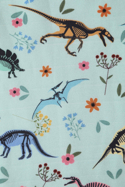 Lily Off Shoulder Midi Dress In Green Dinosaur Fossil Print