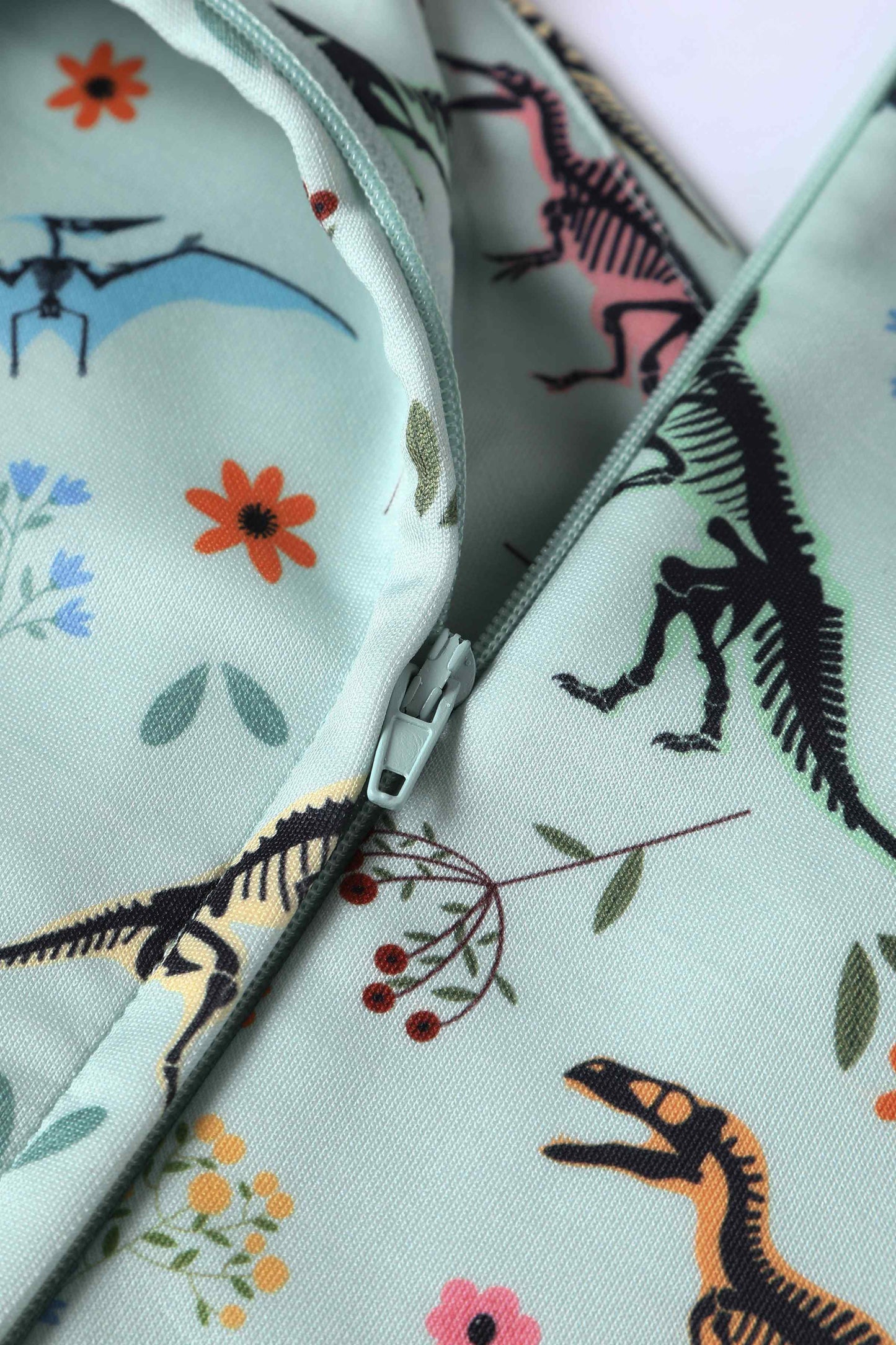 Lily Off Shoulder Midi Dress In Green Dinosaur Fossil Print
