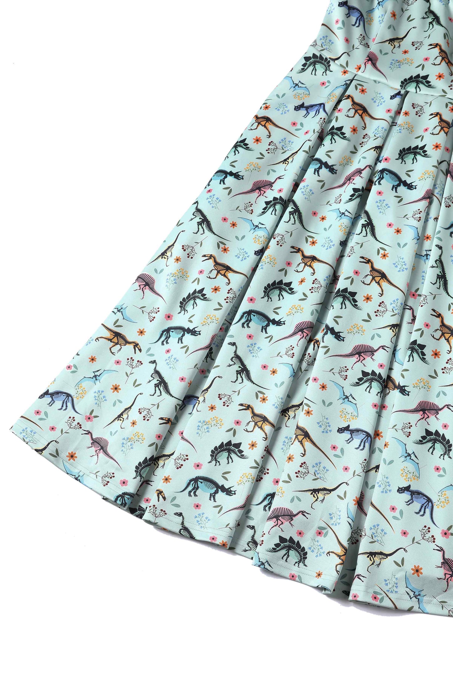 Lily Off Shoulder Midi Dress In Green Dinosaur Fossil Print