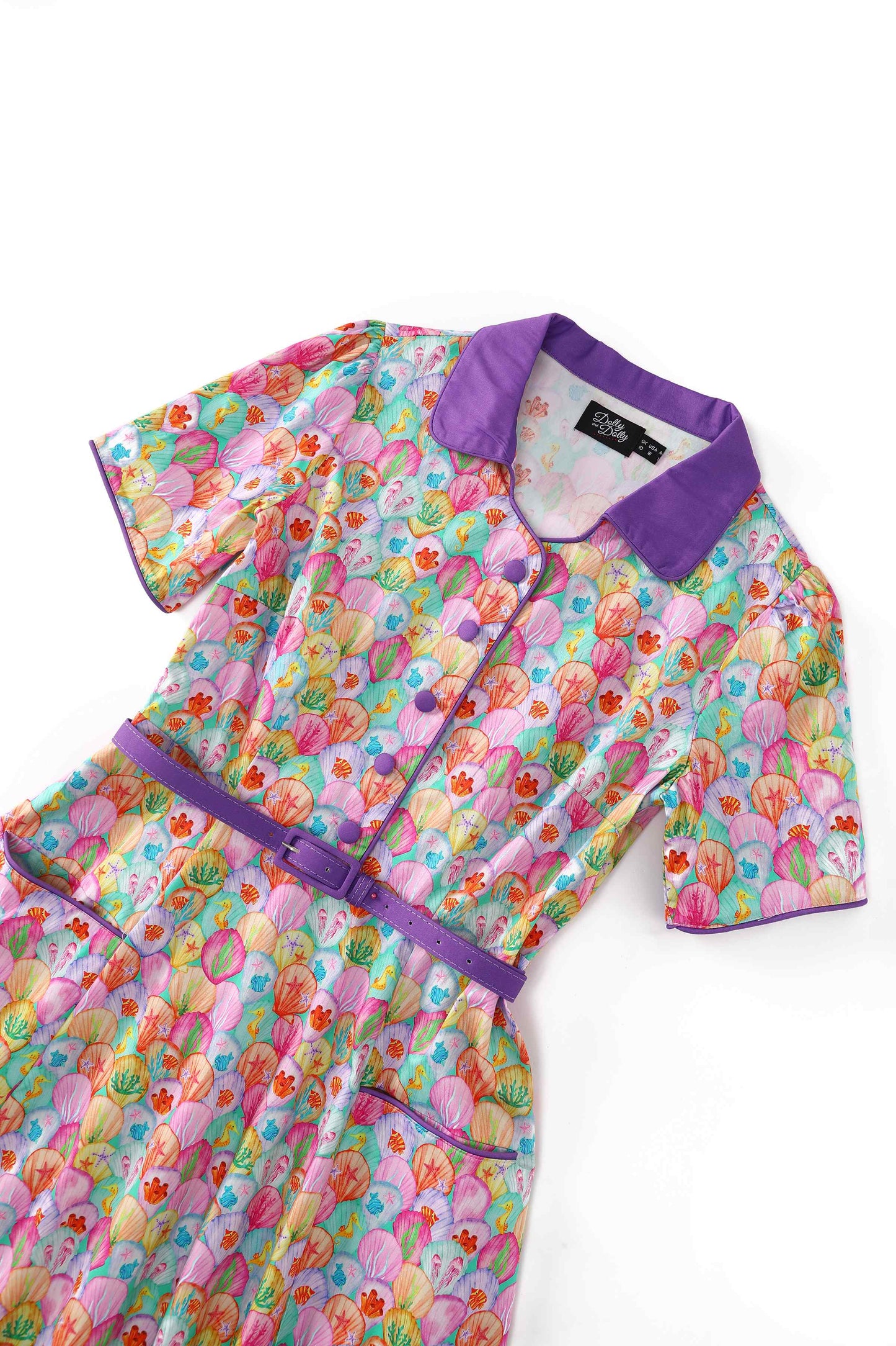 Mabel Pastel Seashell Midi Shirt Dress