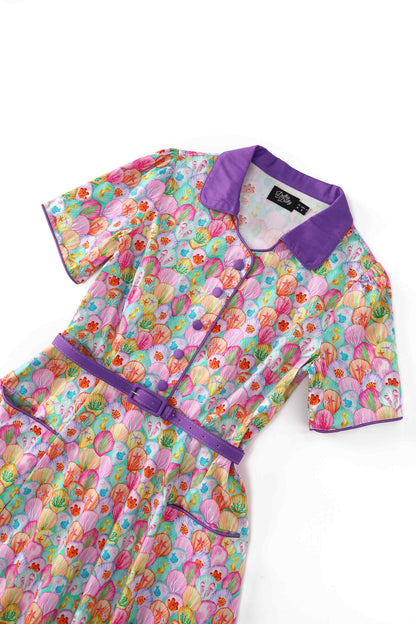 Mabel Pastel Seashell Midi Shirt Dress