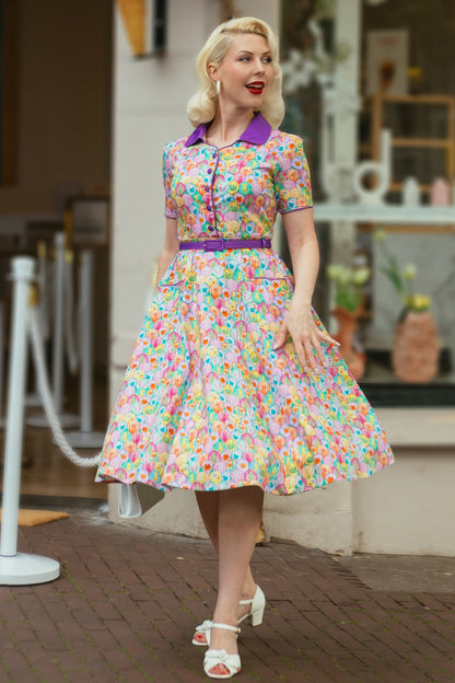 Mabel Pastel Seashell Midi Shirt Dress
