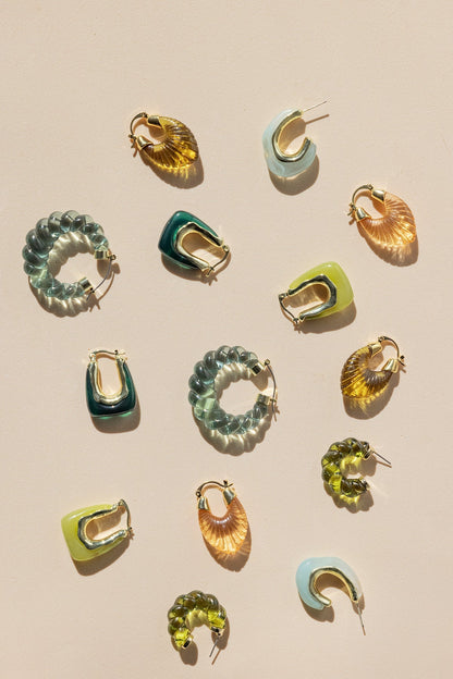 Pendientes Glossy Shell Aqua · Wisteria ·