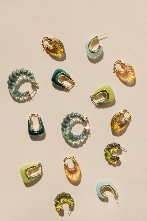 Pendientes Glossy Shell Aqua · Wisteria ·
