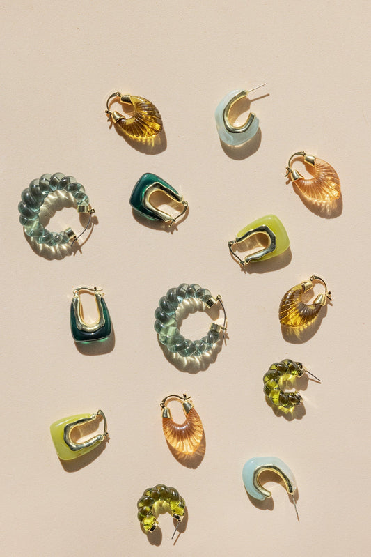 Pendientes Glossy Shell Aqua · Wisteria ·
