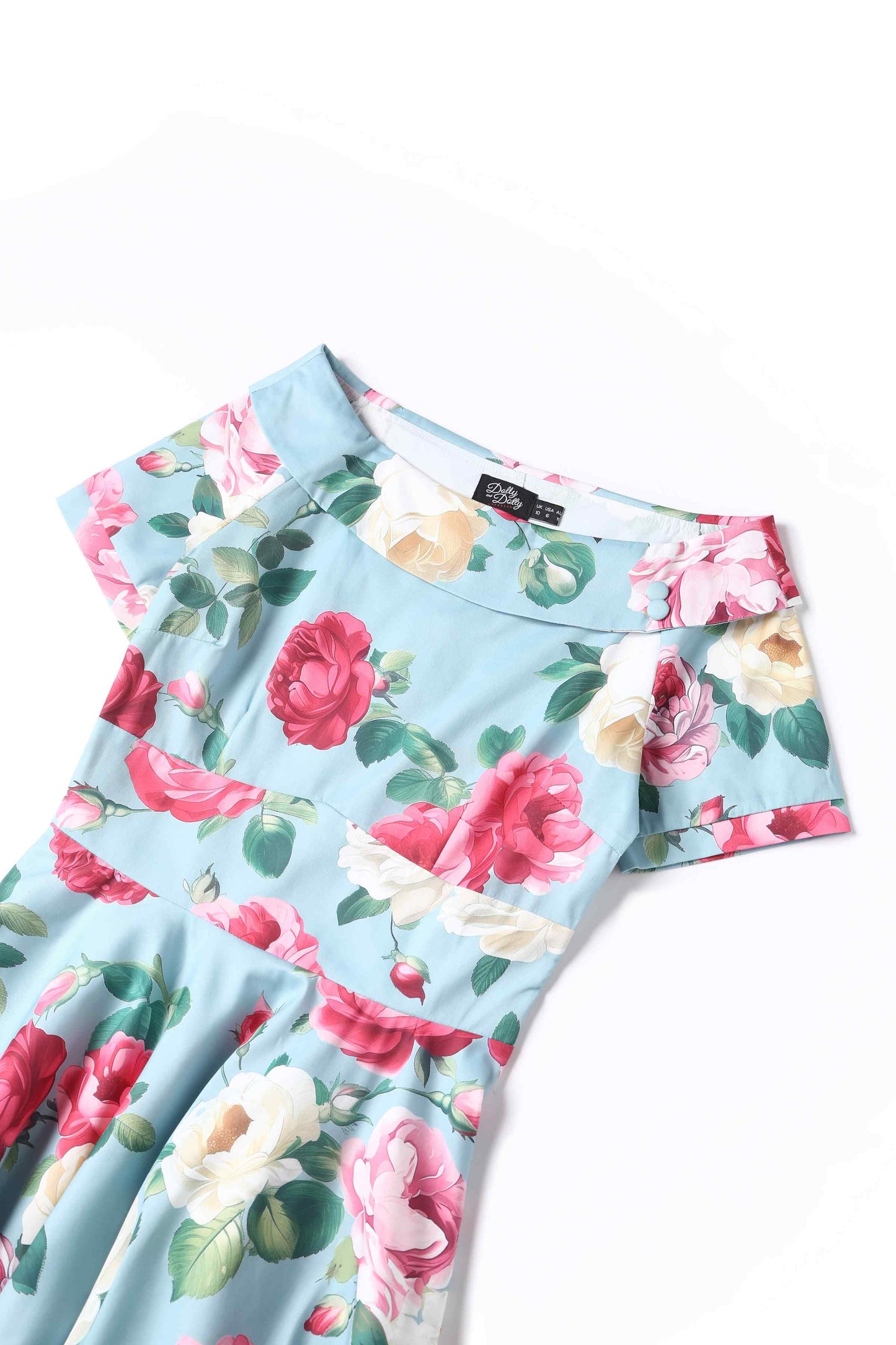 Darlene Peony Flared Dress In Blue