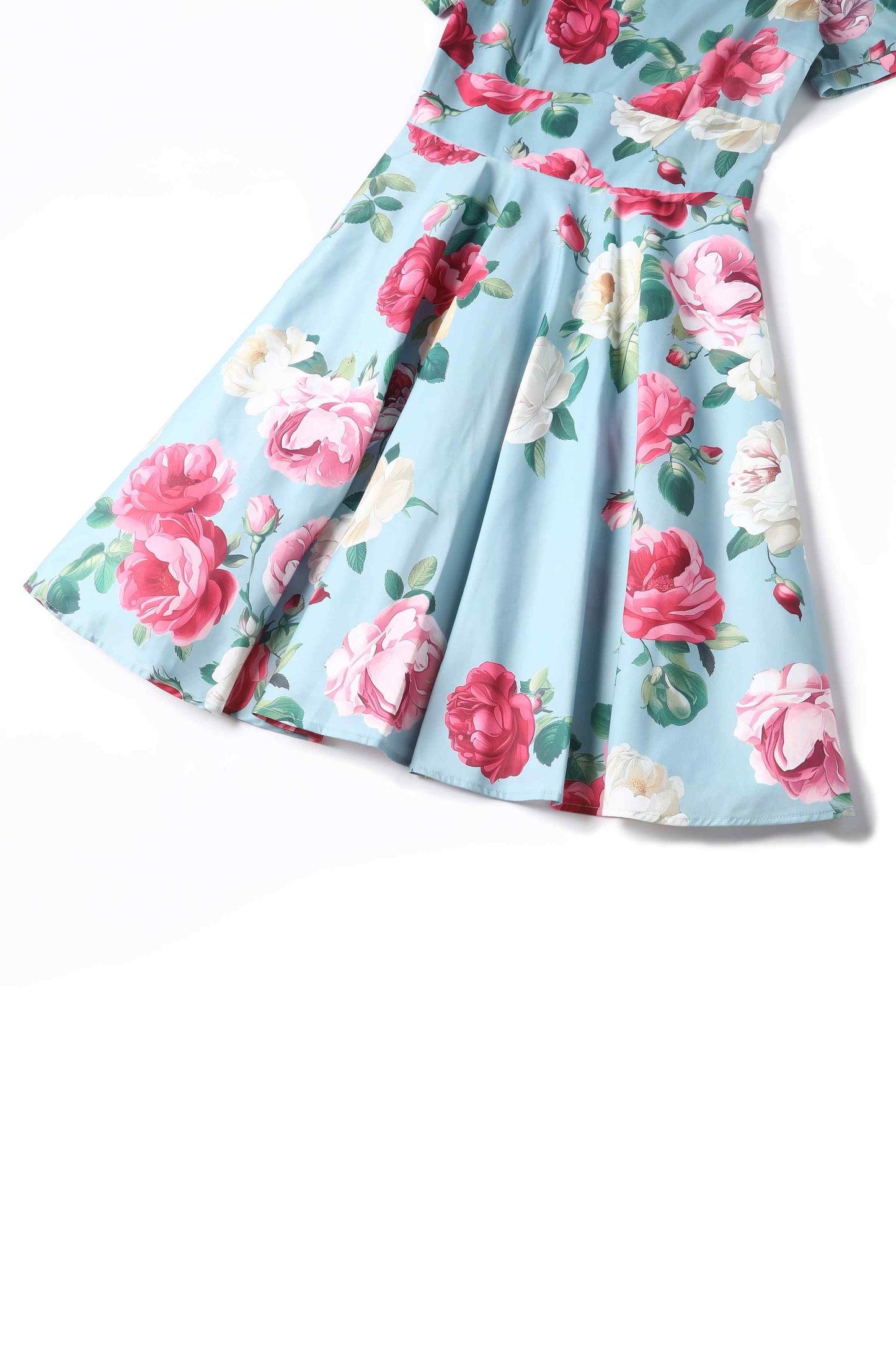 Darlene Peony Flared Dress In Blue