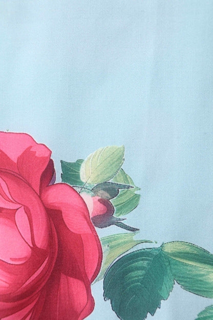 Darlene Peony Flared Dress In Blue