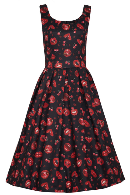 Amanda Pin Up Lip & Cherry Swing Dress