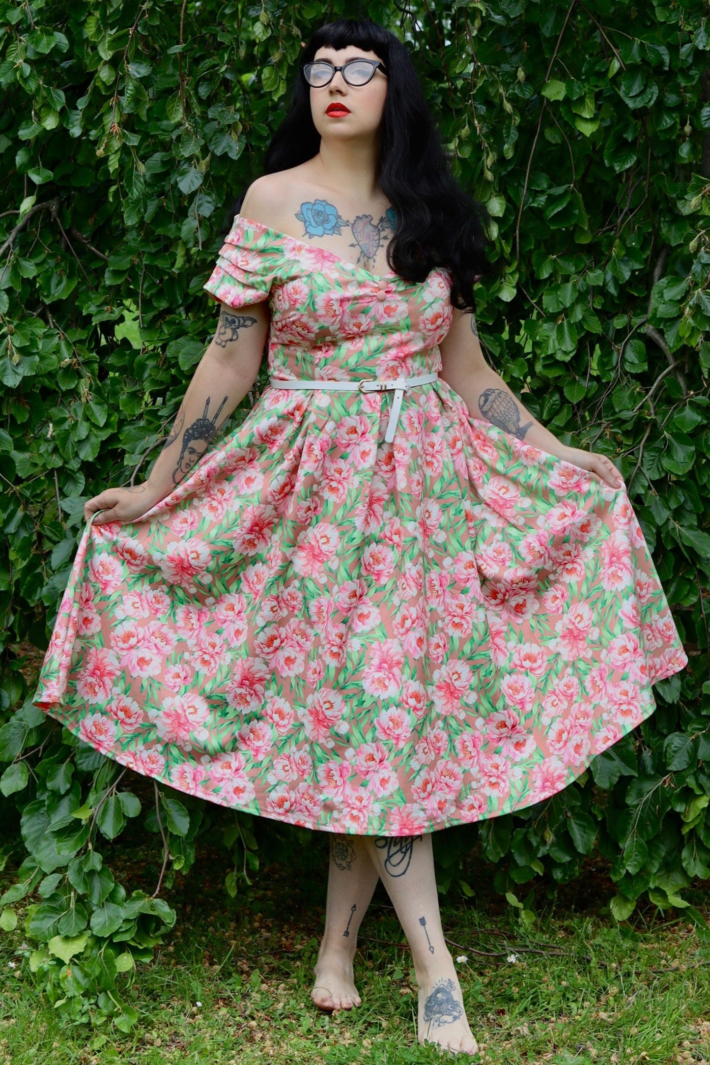 Lily Pink Floral Off Shoulder Dress
