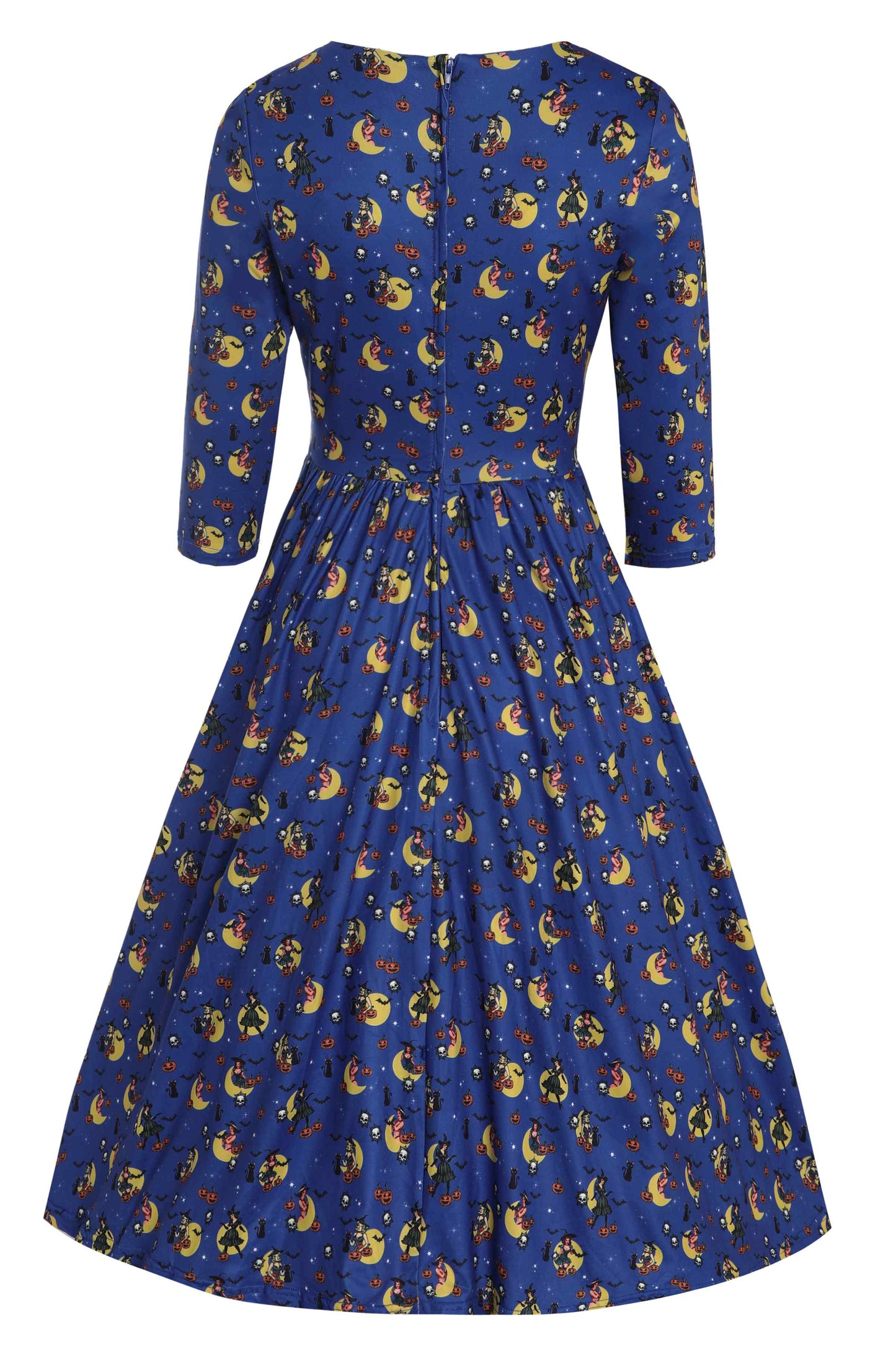 Billie Blue Pinup Witch Long Sleeved Dress