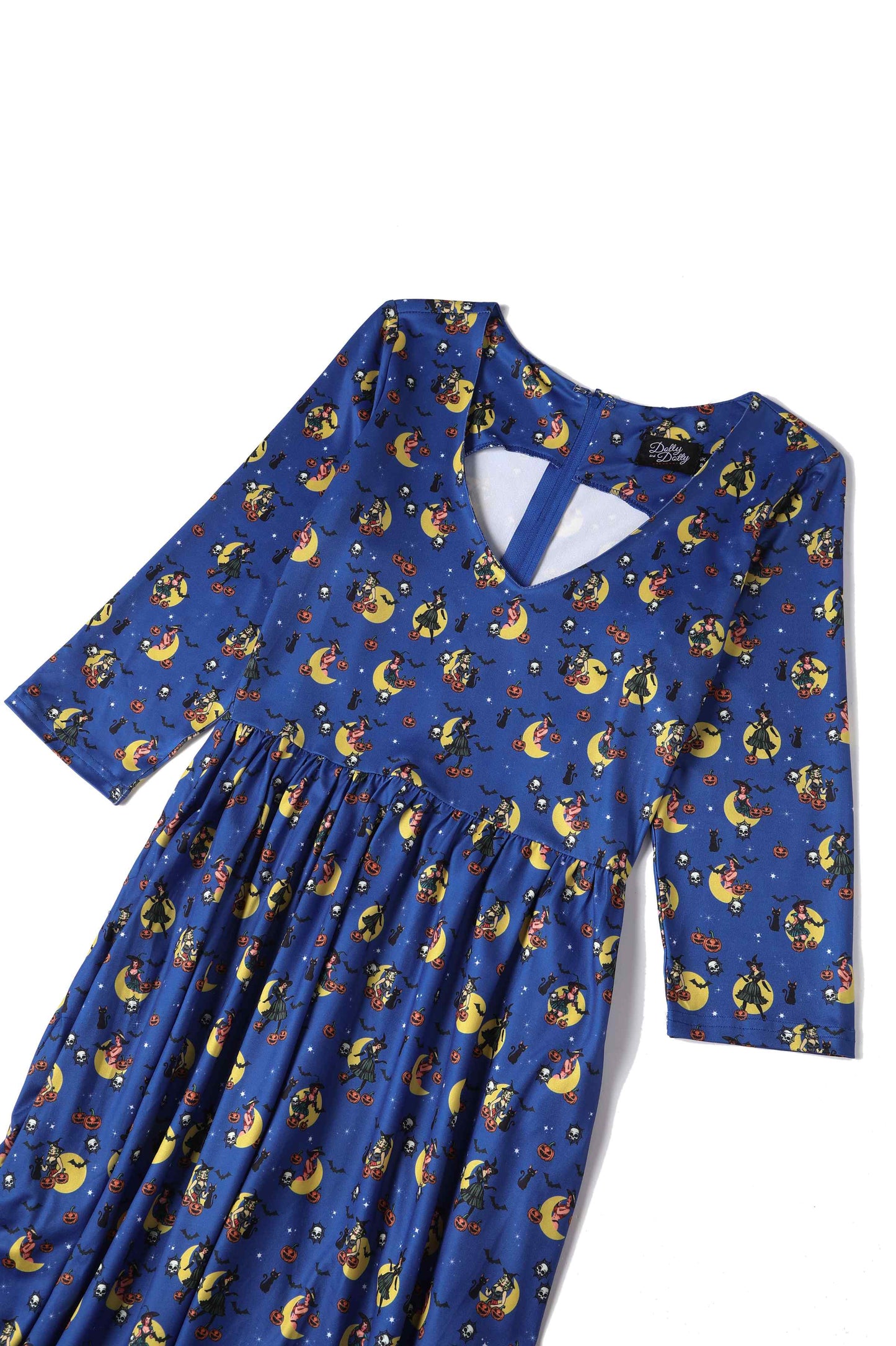 Billie Blue Pinup Witch Long Sleeved Dress