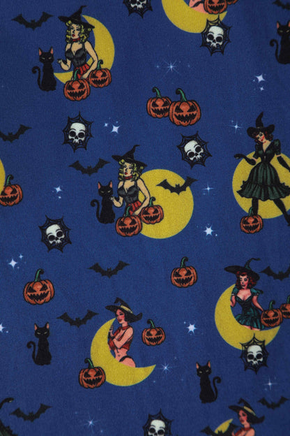 Billie Blue Pinup Witch Long Sleeved Dress