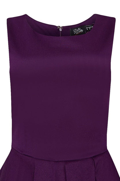 Lola Purple Box Pleated Flared Dress