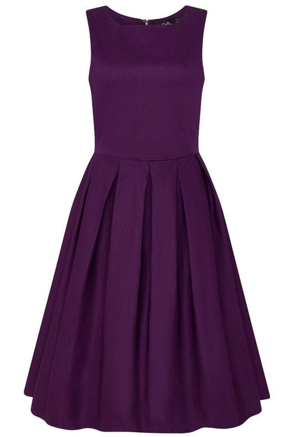 Lola Purple Box Pleated Flared Dress