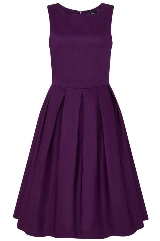 Lola Purple Box Pleated Flared Dress