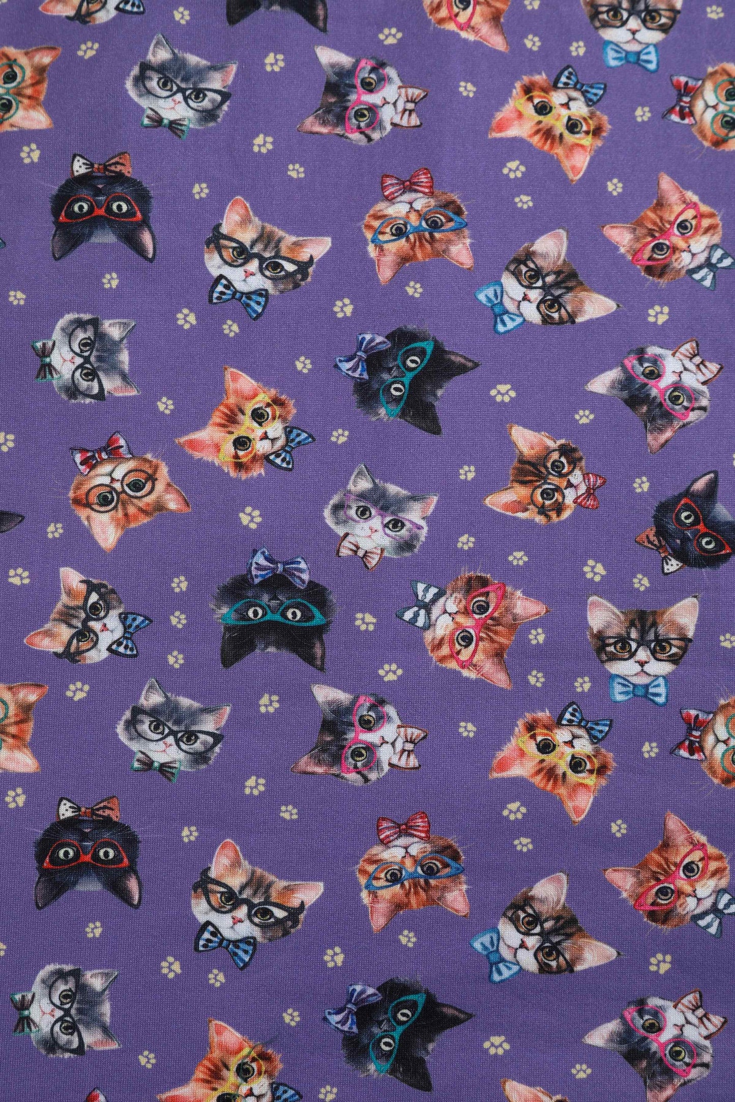 Janice Purple Nerdy Cat Tea Dress
