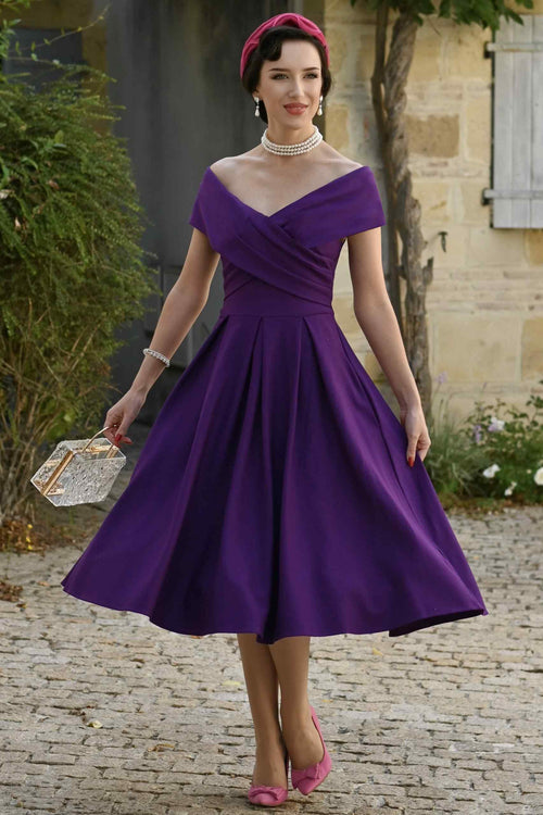 Beverly Purple Off Shoulder Dress