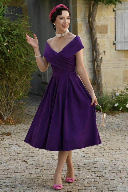 Beverly Purple Off Shoulder Dress