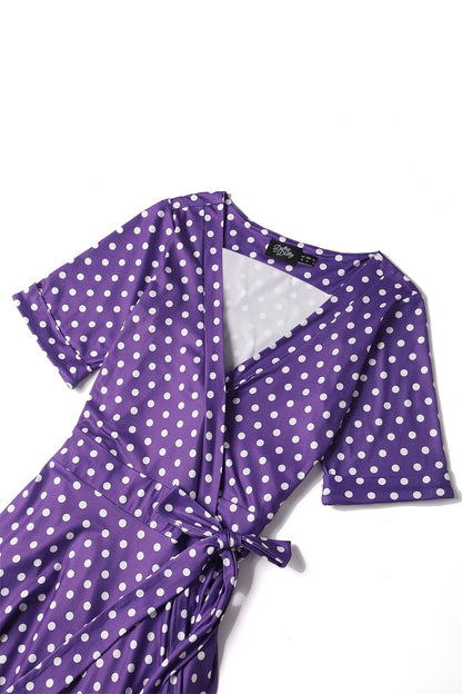 Matilda Purple Polka Dot Wrap Dress