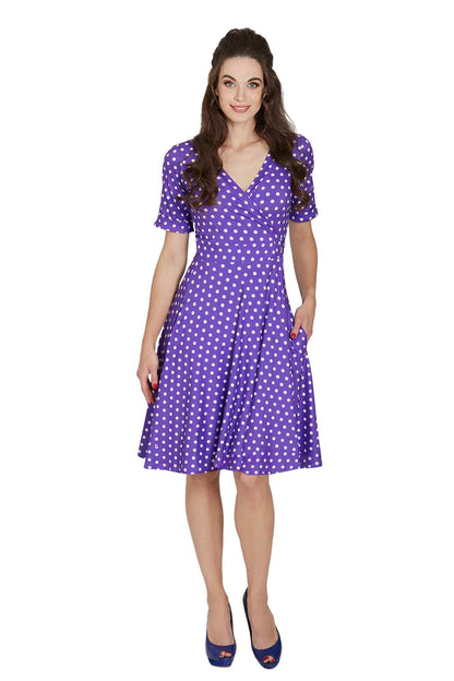 Matilda Purple Polka Dot Wrap Dress