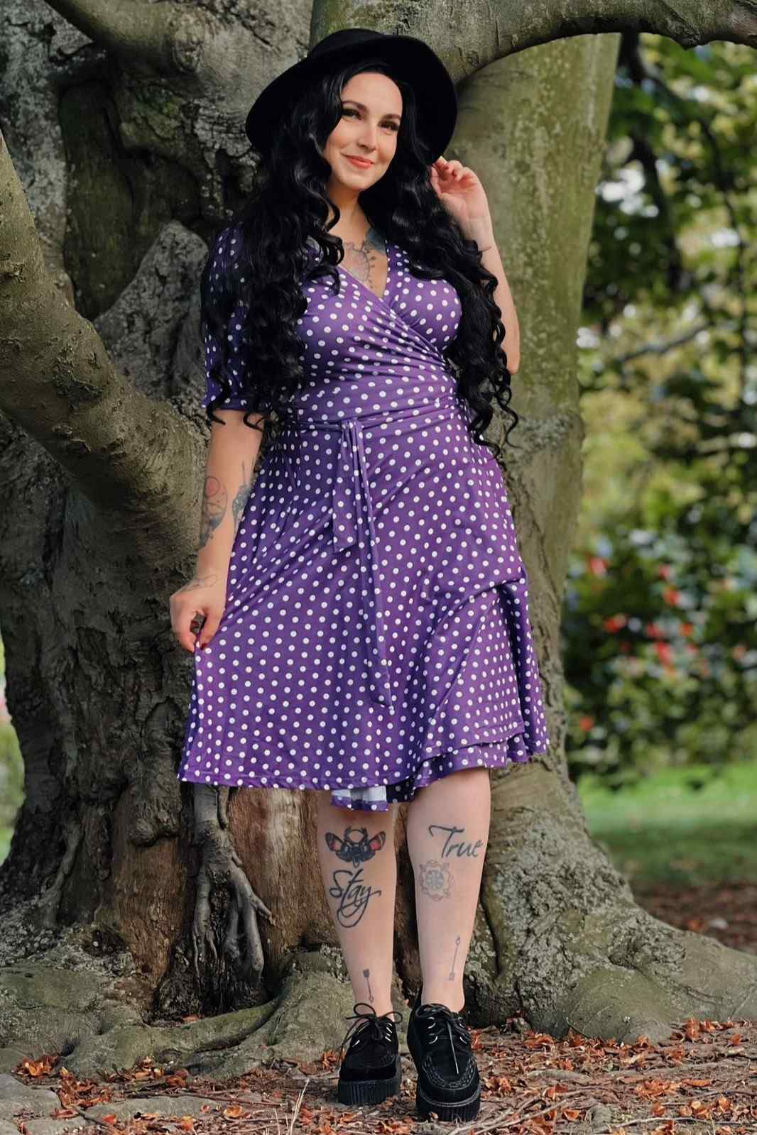 Matilda Purple Polka Dot Wrap Dress