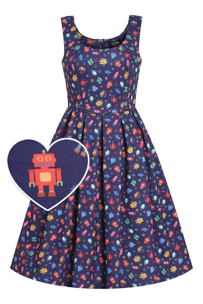 Amanda Purple Robot Swing Dress