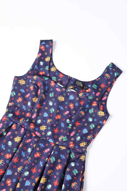 Amanda Purple Robot Swing Dress