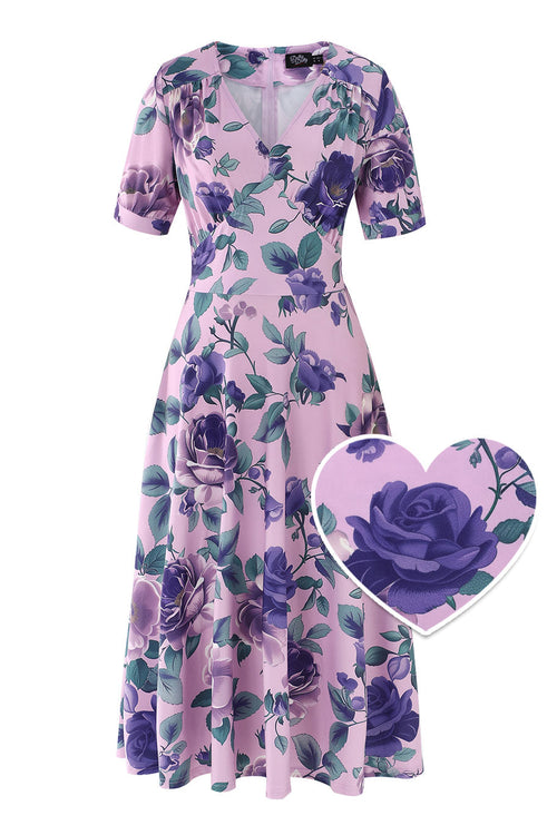 Julia Purple Rose Midi Dress