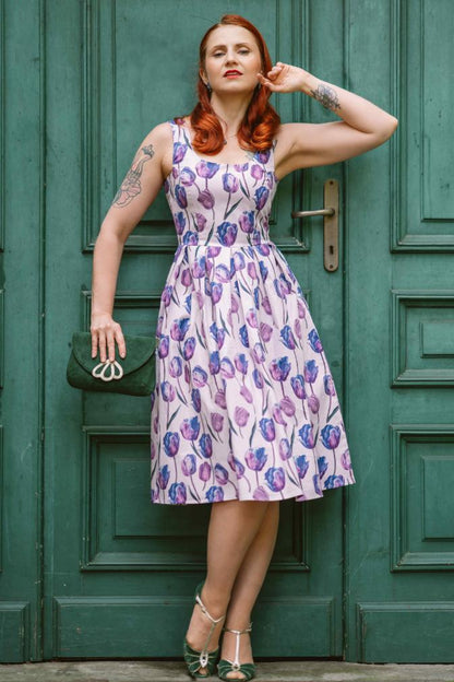 Amanda Purple Tulip Swing Dress