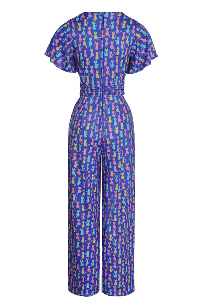 Esther Rainbow Cat Purple Jumpsuit