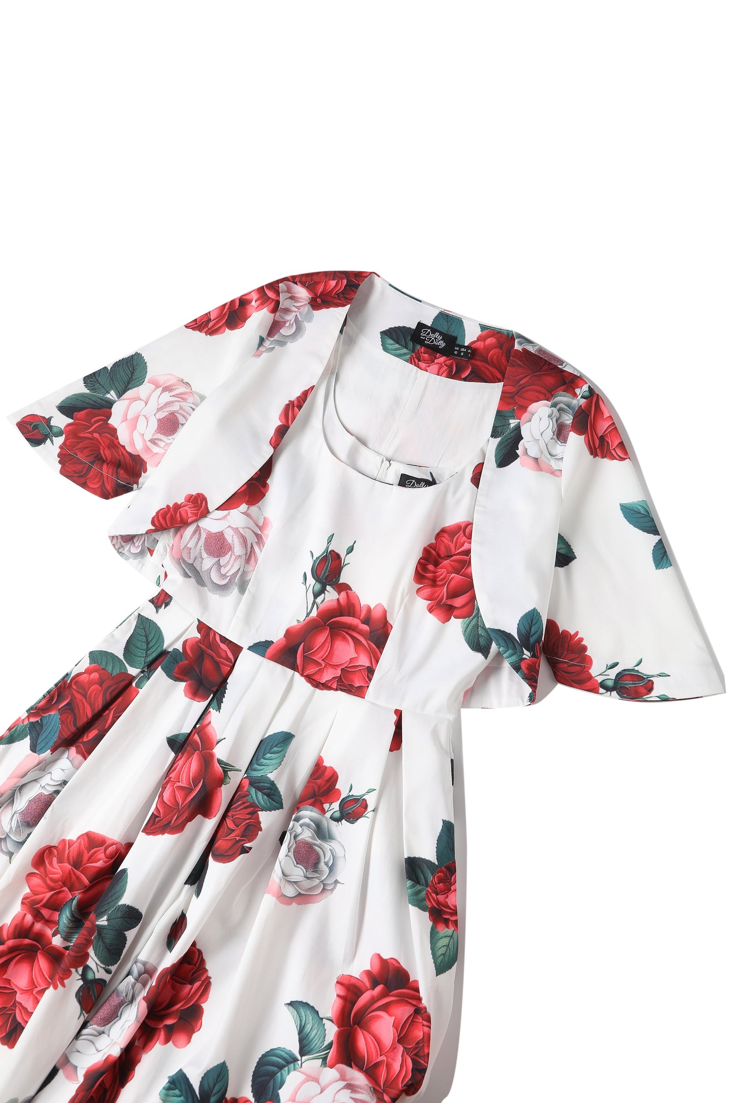 Lisette Red Peony in White Bolero Jacket