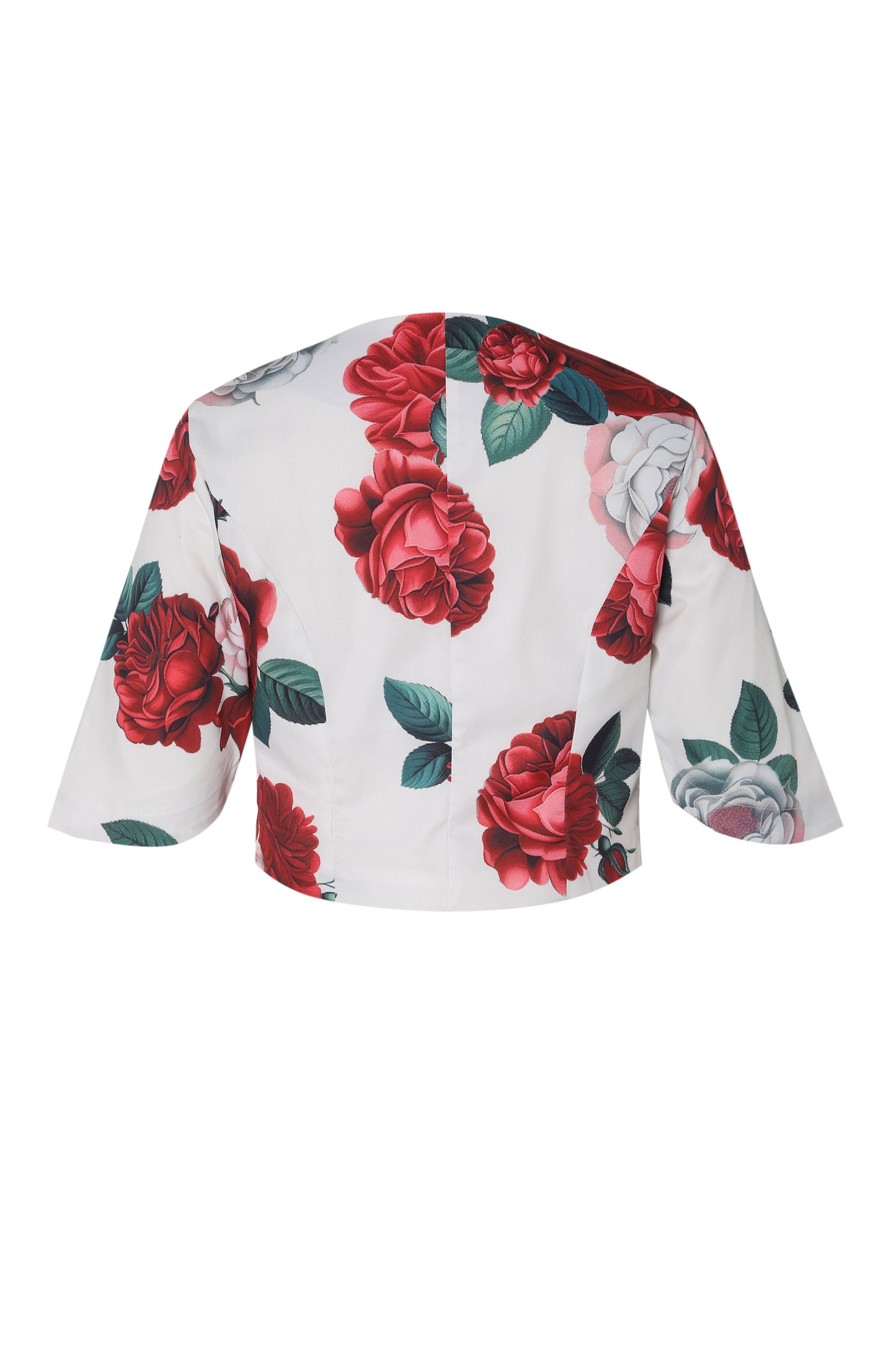 Lisette Red Peony in White Bolero Jacket