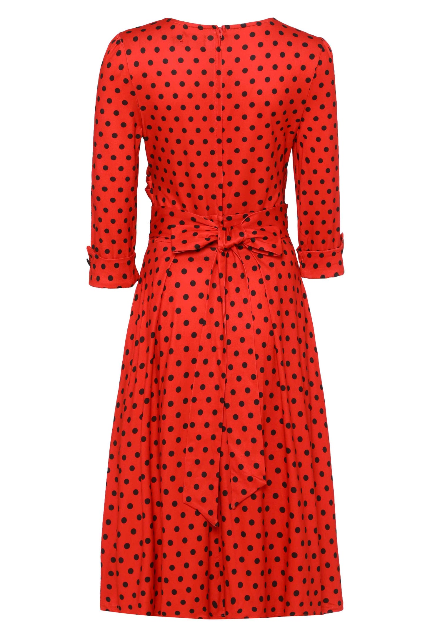 Katherine Red Polka Dot Long Sleeved Dress