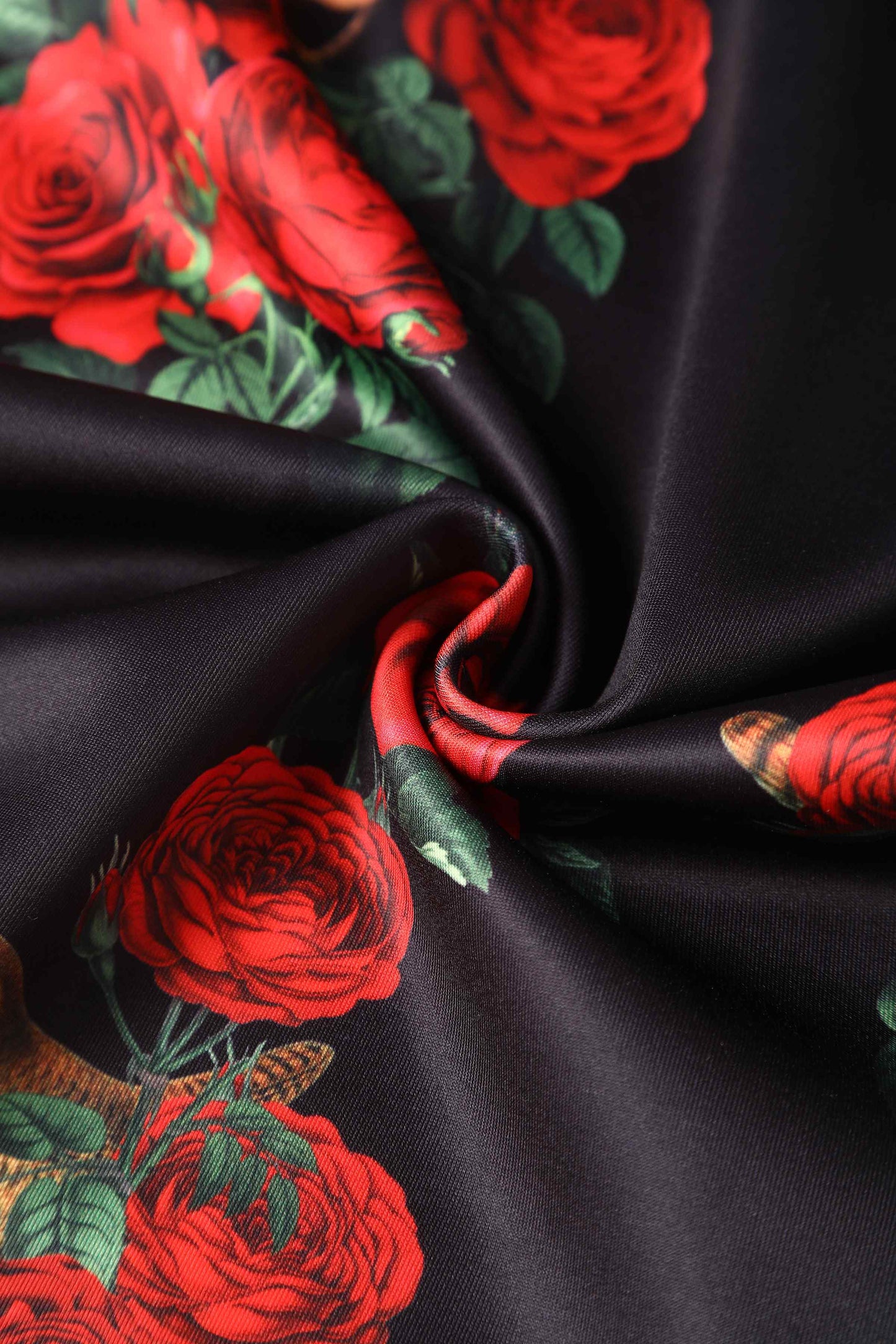 Monroe Black Rose & Bird Pencil Dress