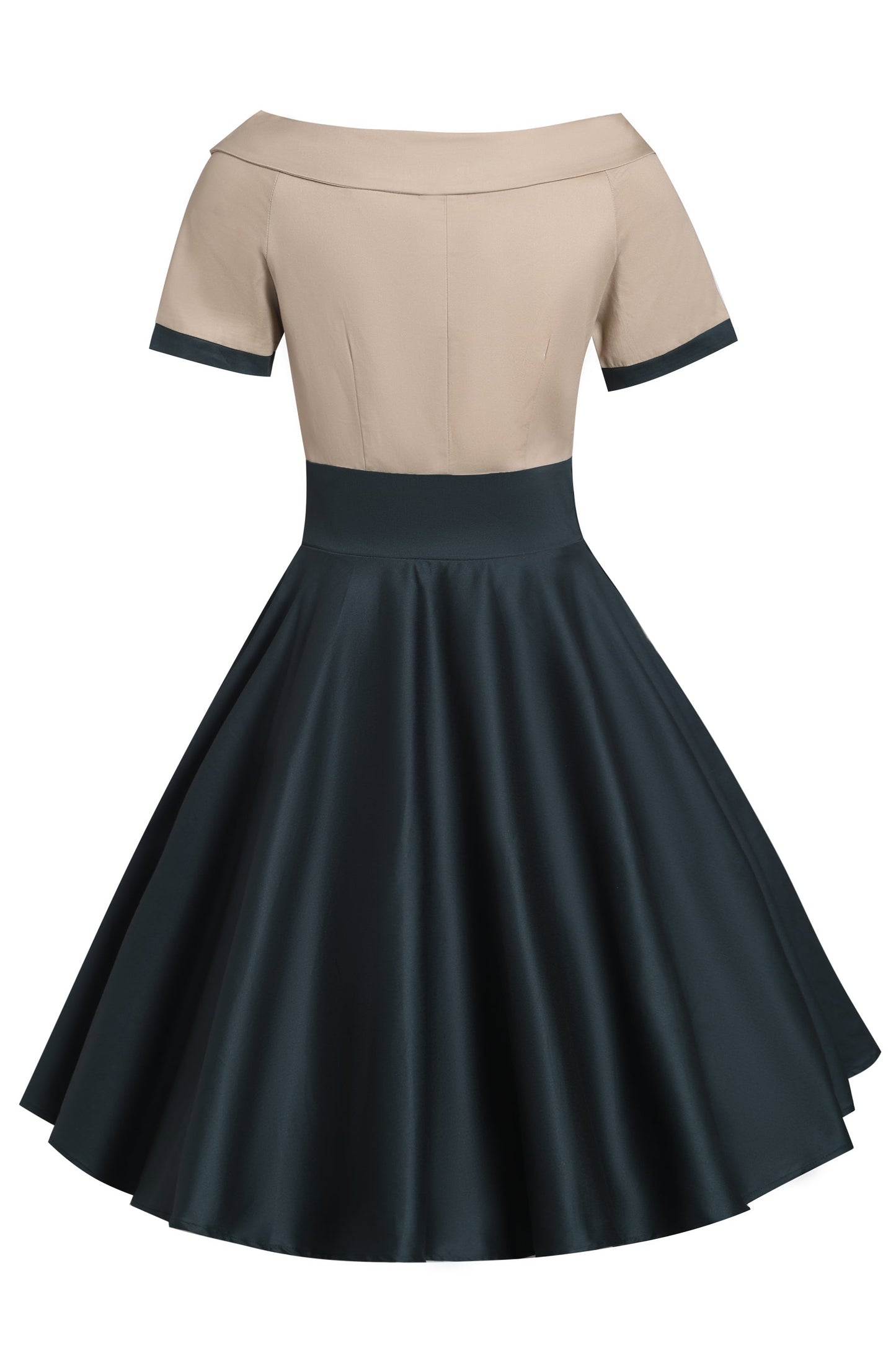 Darlene Retro Beige/Dark Green Swing Dress