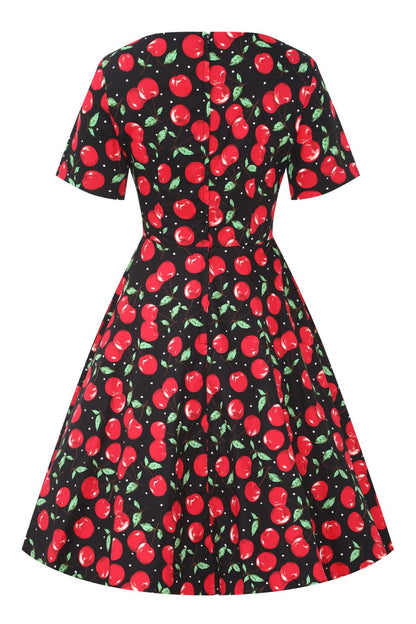 Brenda Retro Cherry Flared Dress