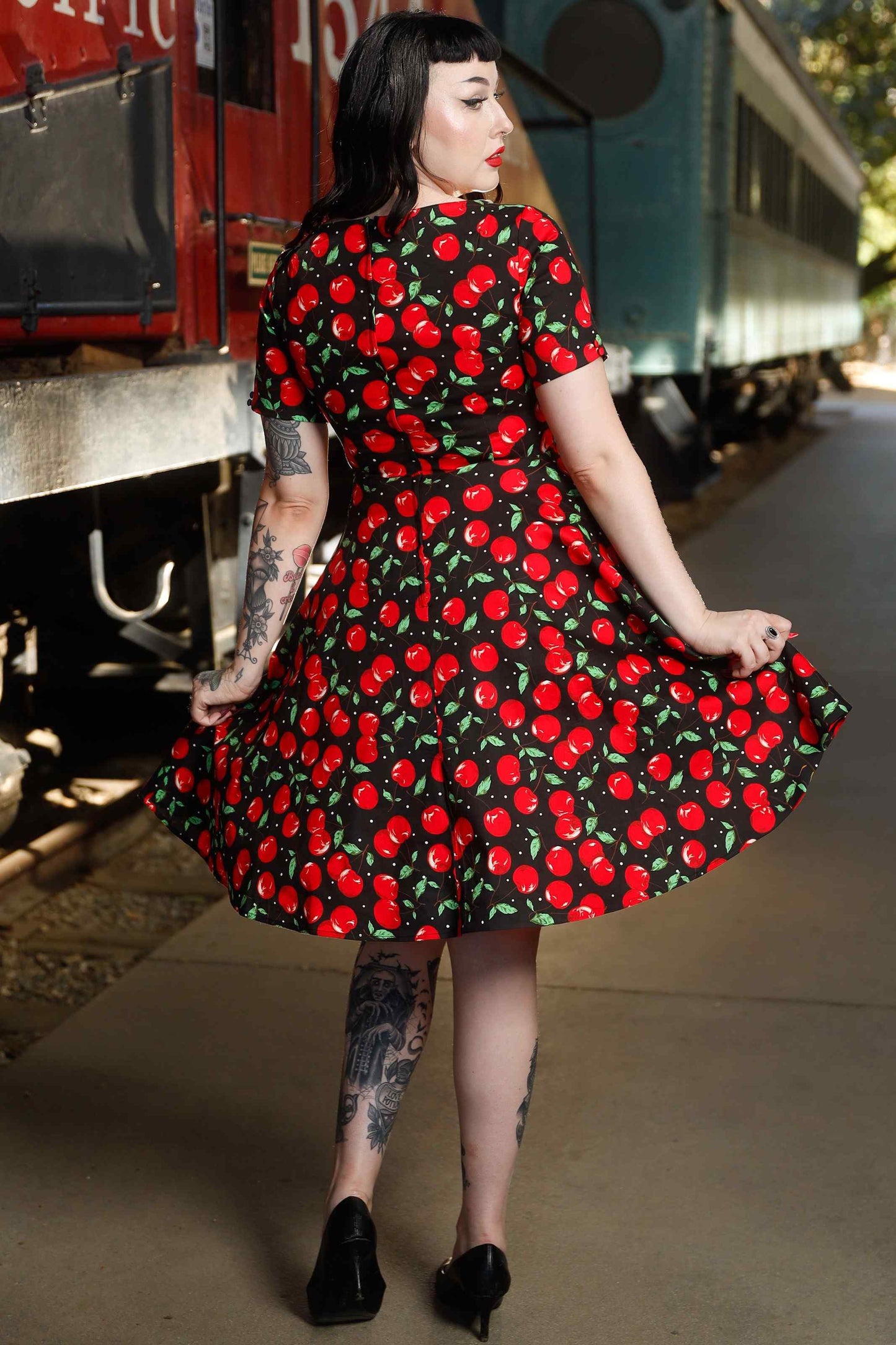 Brenda Retro Cherry Flared Dress
