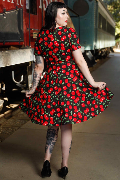 Brenda Retro Cherry Flared Dress