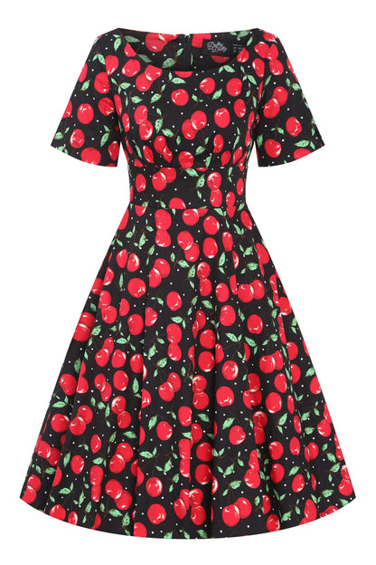 Brenda Retro Cherry Flared Dress