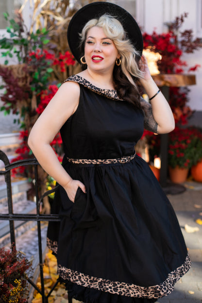 Cindy Retro Dress in Leopard Print