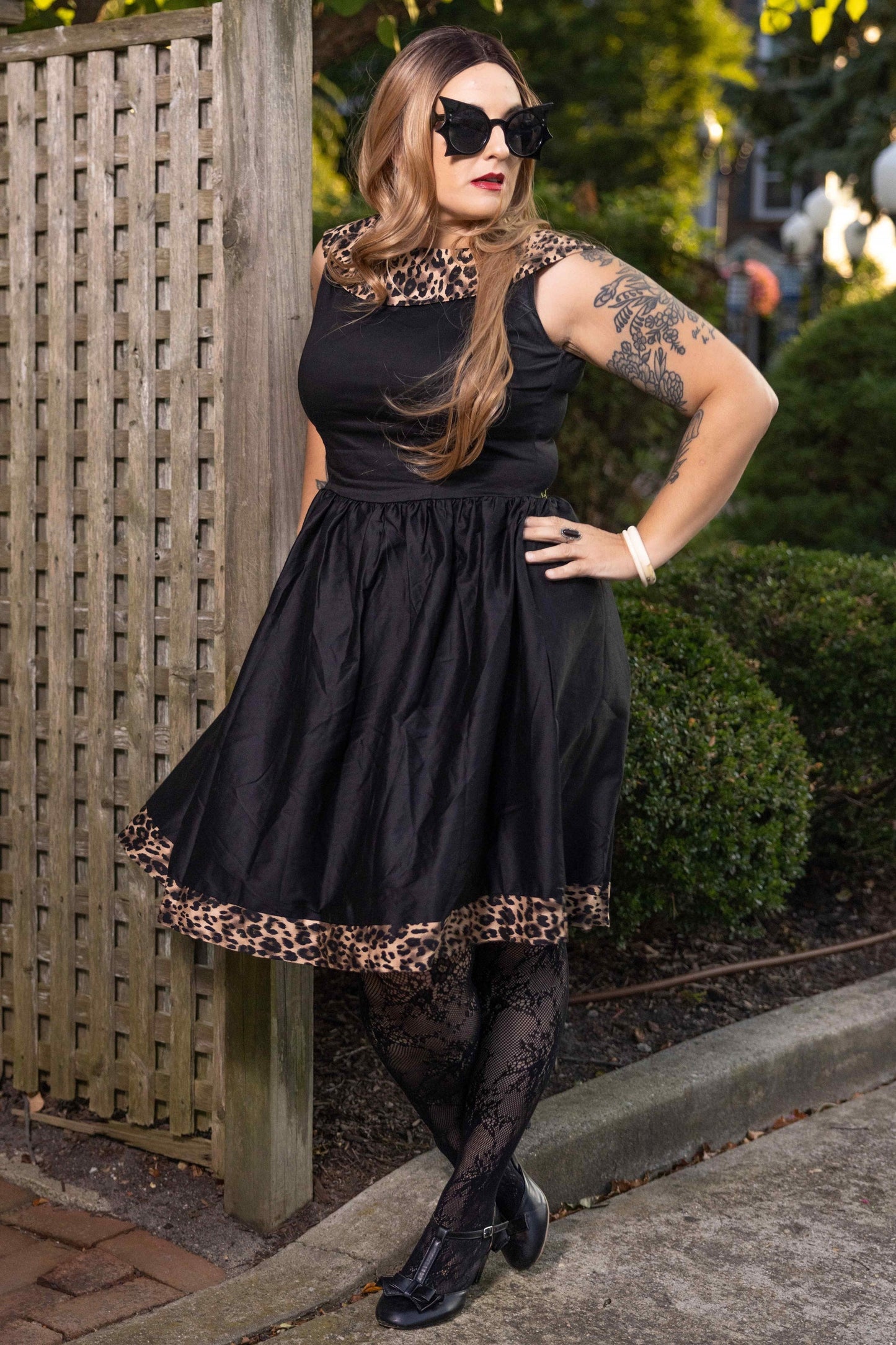Cindy Retro Dress in Leopard Print