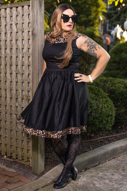 Cindy Retro Dress in Leopard Print