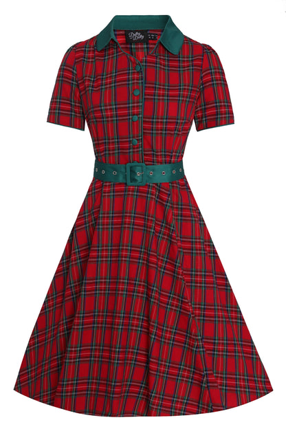 Penelope Royal Stewart Red Tartan Shirt Dress