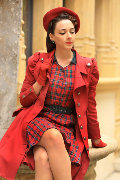 Penelope Royal Stewart Red Tartan Shirt Dress