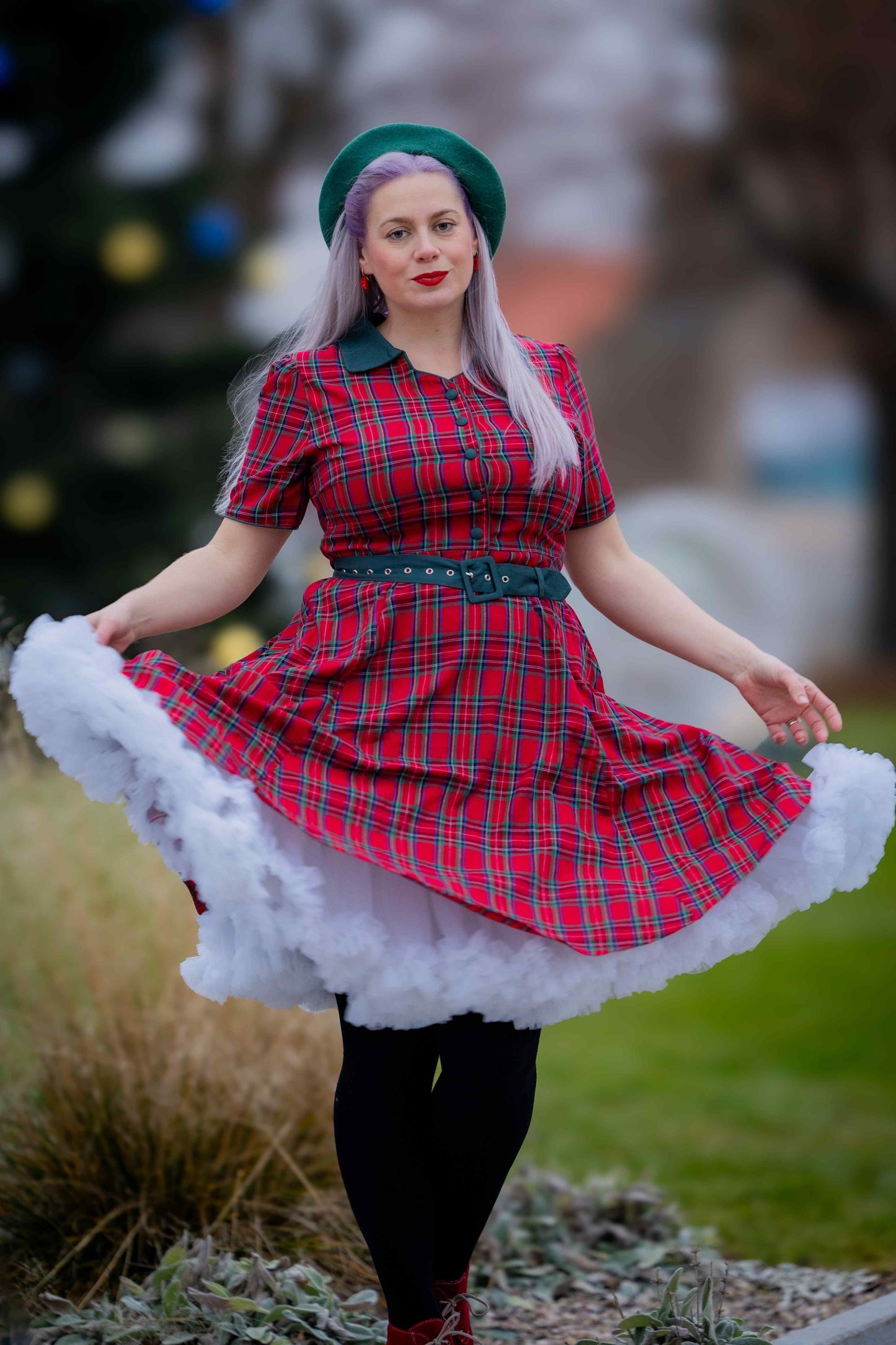 Penelope Royal Stewart Red Tartan Shirt Dress