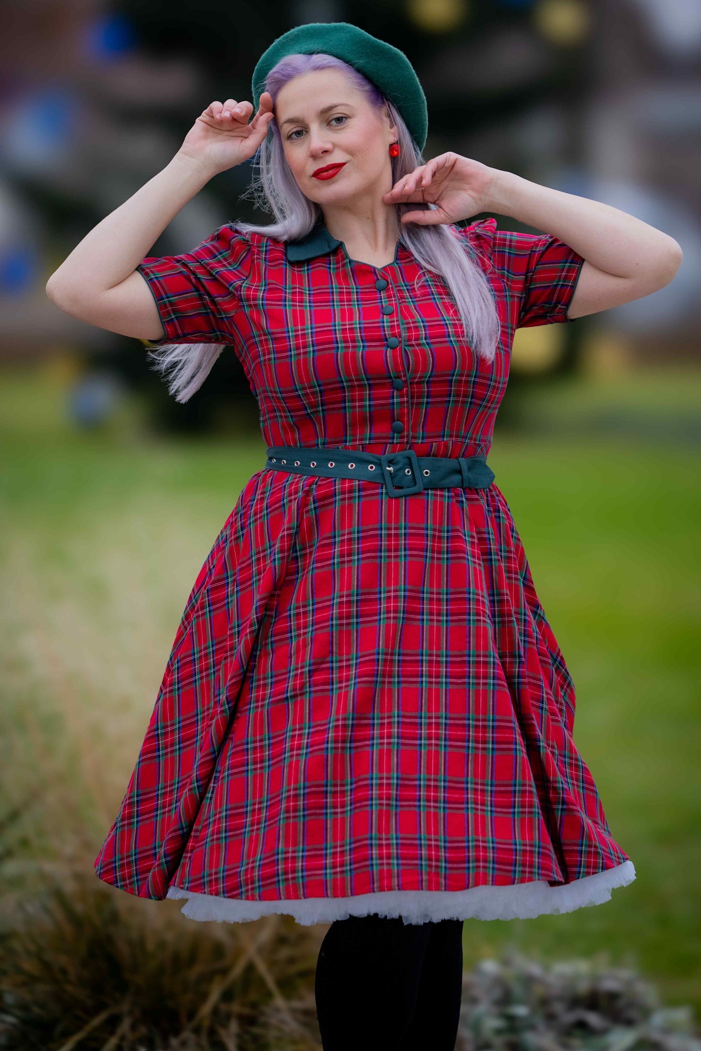 Penelope Royal Stewart Red Tartan Shirt Dress